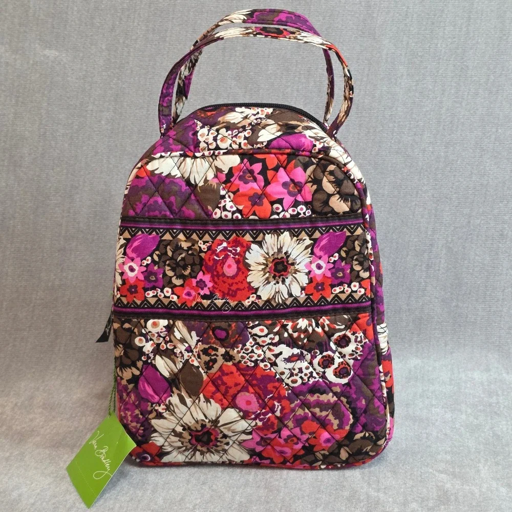New Vera Bradley Lunch Bunch Bag Rosewood Floral Quilted Insulated Boho Travel